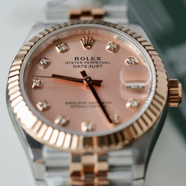Đồng Hồ Rolex DateJust Nữ Chế Tác Mặt Hồng Cọc Số Đính Đá Xưởng THB 31mm (2)