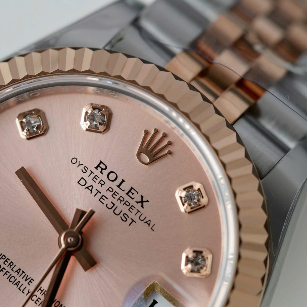 Đồng Hồ Rolex DateJust Nữ Chế Tác Mặt Hồng Cọc Số Đính Đá Xưởng THB 31mm (2)
