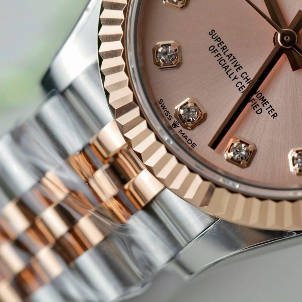 Đồng Hồ Rolex DateJust Nữ Chế Tác Mặt Hồng Cọc Số Đính Đá Xưởng THB 31mm (2)