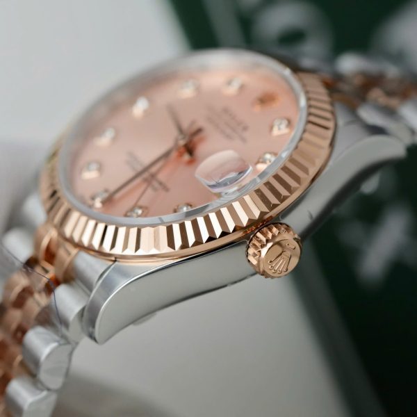Đồng Hồ Rolex DateJust Nữ Chế Tác Mặt Hồng Cọc Số Đính Đá Xưởng THB 31mm (2)