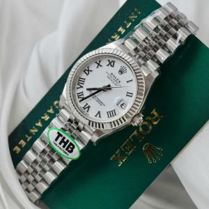 Đồng Hồ Rolex DateJust Rep 11 Cao Cấp Mặt Trắng Cọc Số La Mã Xưởng THB 31mm (2)