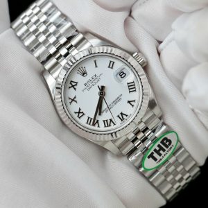 Đồng Hồ Rolex DateJust Rep 11 Cao Cấp Mặt Trắng Cọc Số La Mã Xưởng THB 31mm (2)