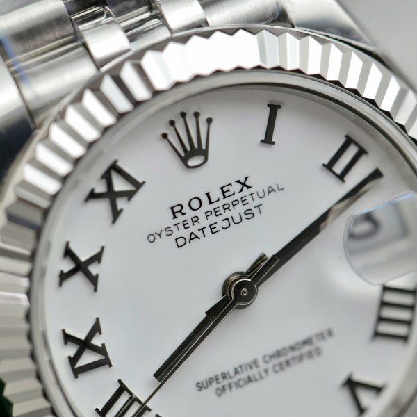 Đồng Hồ Rolex DateJust Rep 11 Cao Cấp Mặt Trắng Cọc Số La Mã Xưởng THB 31mm (2)