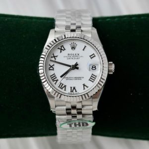 Đồng Hồ Rolex DateJust Rep 11 Cao Cấp Mặt Trắng Cọc Số La Mã Xưởng THB 31mm (2)
