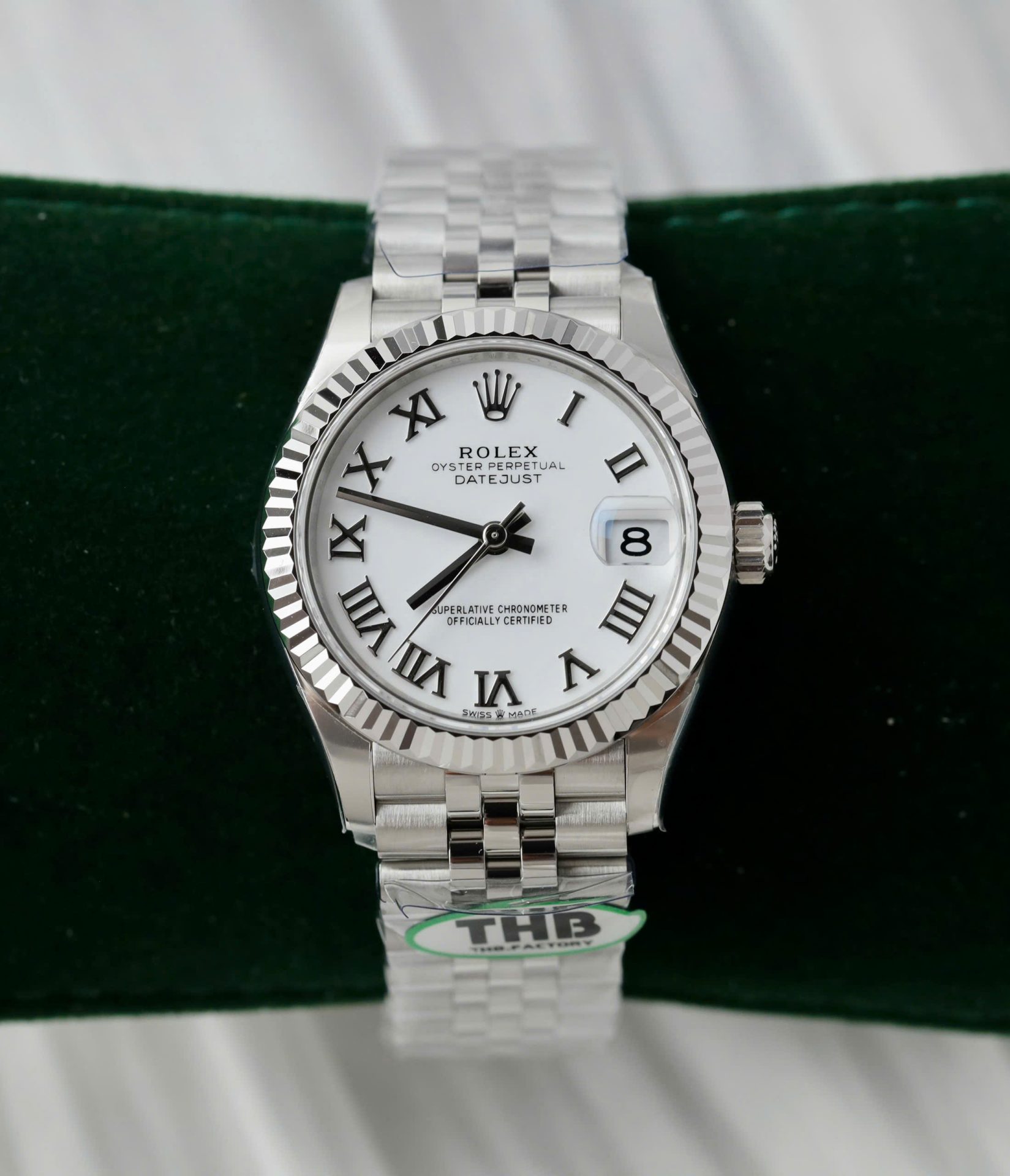 Đồng Hồ Rolex DateJust Rep 11 Cao Cấp Mặt Trắng Cọc Số La Mã Xưởng THB 31mm (2)