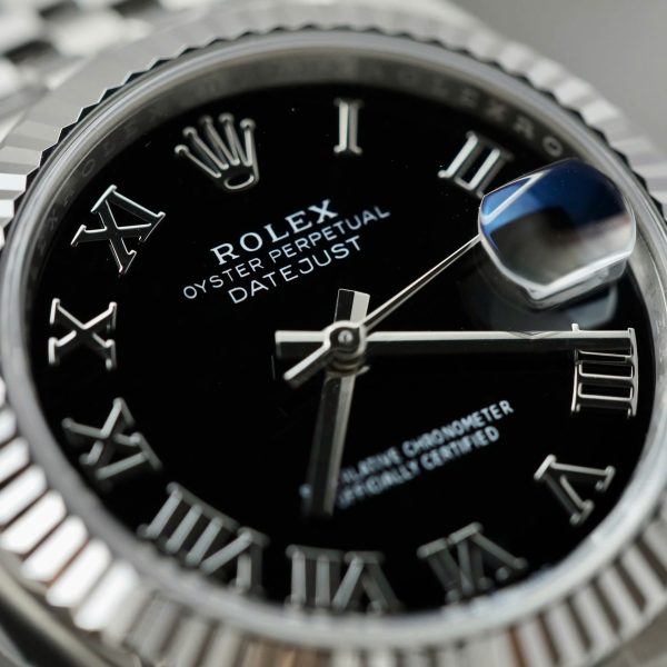 Đồng Hồ Rolex DateJust Replica Cao Cấp Mặt Đen Cọc Số La Mã Xưởng THB 31mm (2)