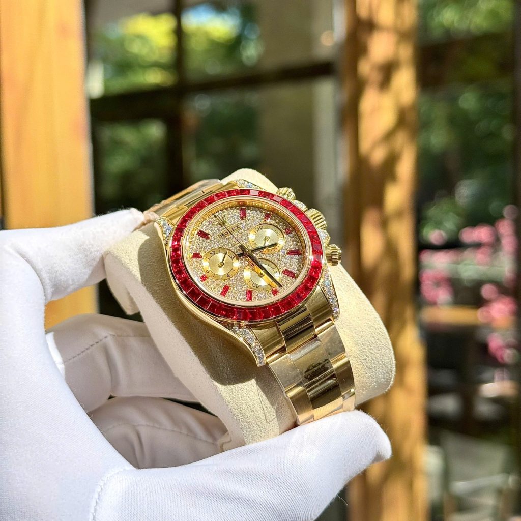 Đồng Hồ Rolex Daytona 126598TRU Bọc Vàng Thật + Ruby + Kim Cương Tổng Hợp Chế Tác 40mm (2)