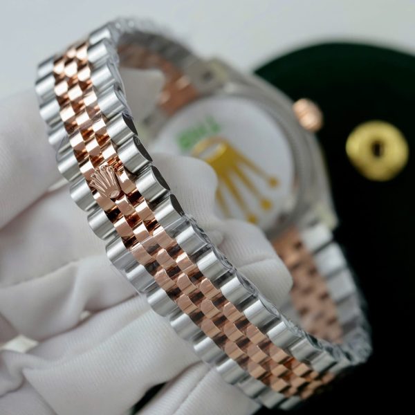 Đồng Hồ Rolex Nữ DateJust Rep 11 Demi Vàng Hồng Mặt Xám Xưởng THB 31mm (2)