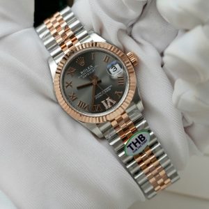 Đồng Hồ Rolex Nữ DateJust Rep 11 Demi Vàng Hồng Mặt Xám Xưởng THB 31mm (2)