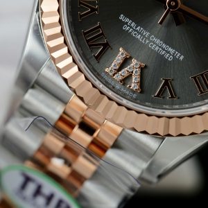 Đồng Hồ Rolex Nữ DateJust Rep 11 Demi Vàng Hồng Mặt Xám Xưởng THB 31mm (2)