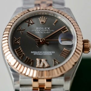 Đồng Hồ Rolex Nữ DateJust Rep 11 Demi Vàng Hồng Mặt Xám Xưởng THB 31mm (2)