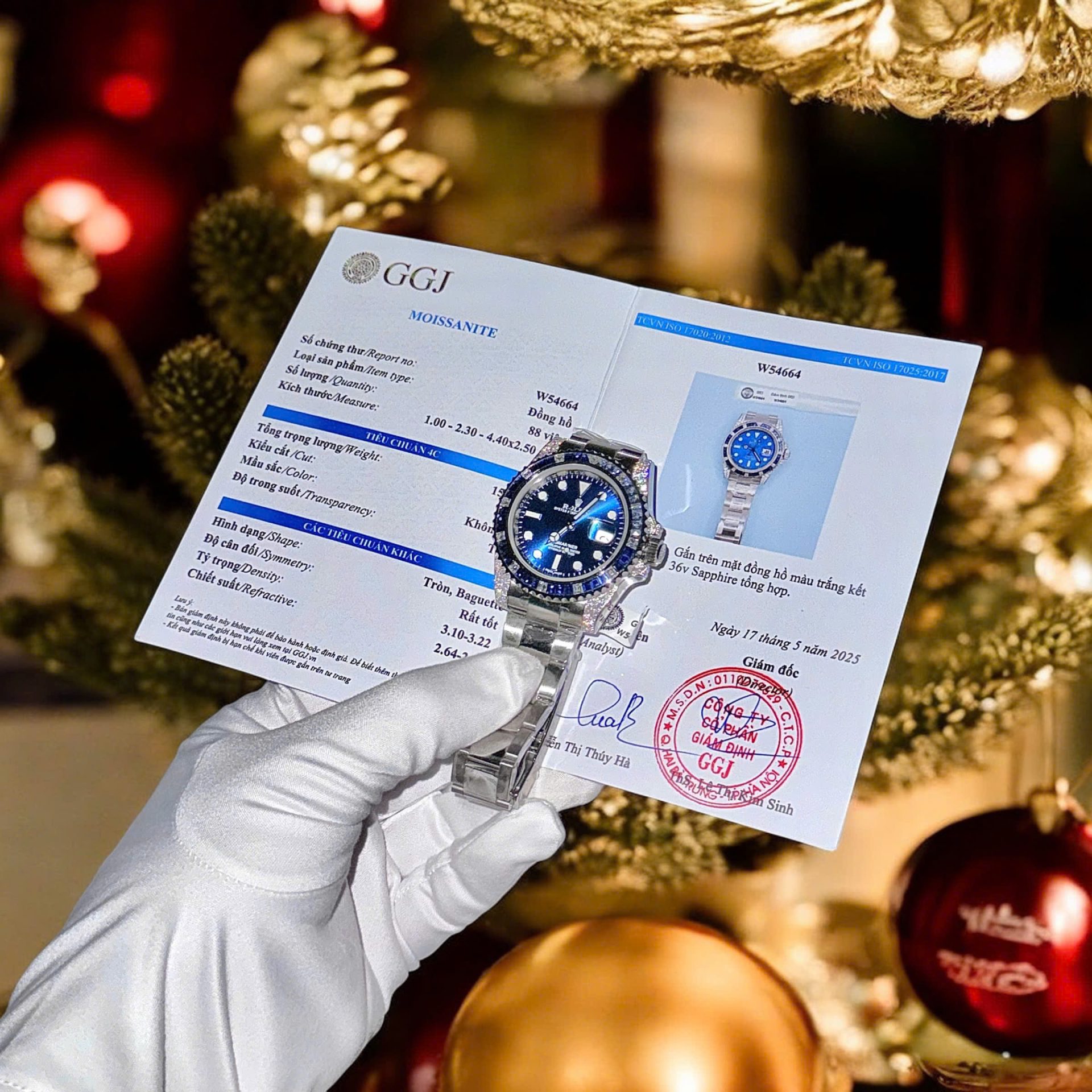 Đồng Hồ Rolex Submariner Mặt Xanh Blue Đính Moissanite + Sapphire Tổng Hợp Chế Tác 41mm (2)