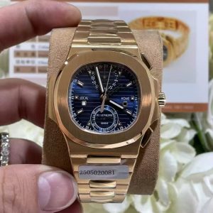 Đồng Hồ Patek Philippe Replica 11 Nautilus 5990 Mặt Xanh Blue Mạ Vàng Hồng 40 (2)