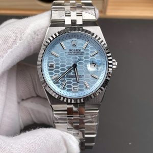 Đồng Hồ Rolex Nam Chế Tác Land-Dweller 127336 Mặt Xanh Băng Họa Tiết Tổ Ong 40mm (2)