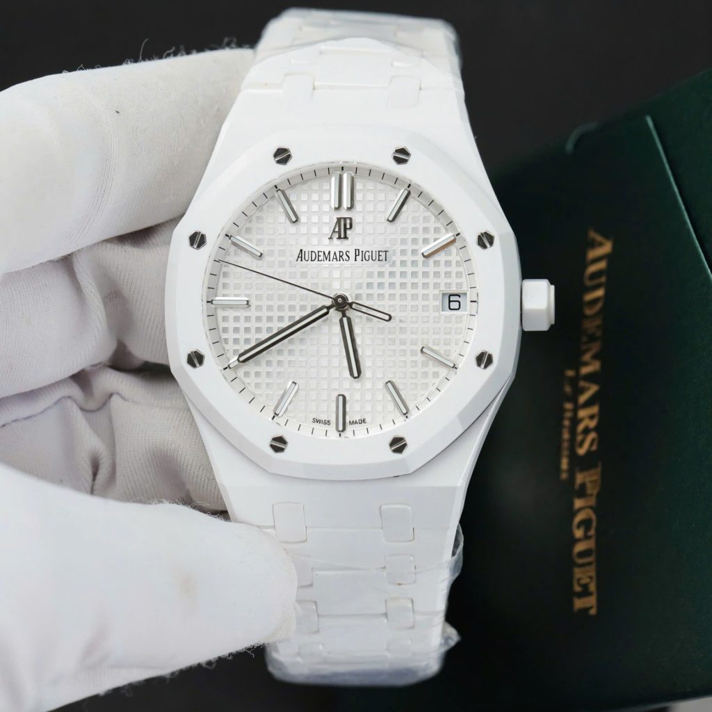Đồng Hồ Audemars Piguet 15500 Chế Tác Vỏ Gốm Trắng Máy Cơ Thụy Sỹ Xưởng APS 41mm (2)