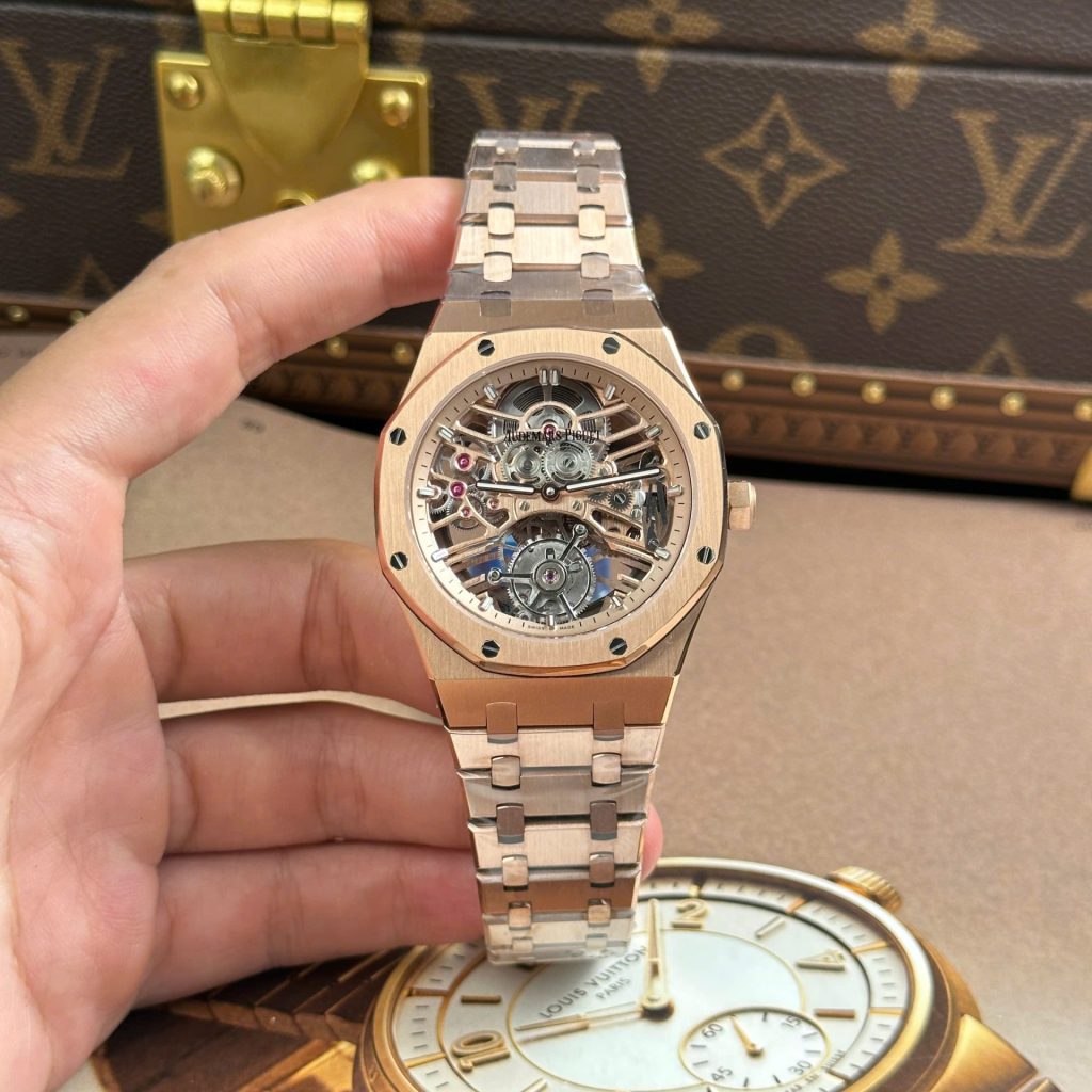 Đồng Hồ Audemars Piguet Replica 11 Royal Oak Tourbillon 26735 Mặt Lộ Cơ Mạ Vàng Hồng 41mm (1)