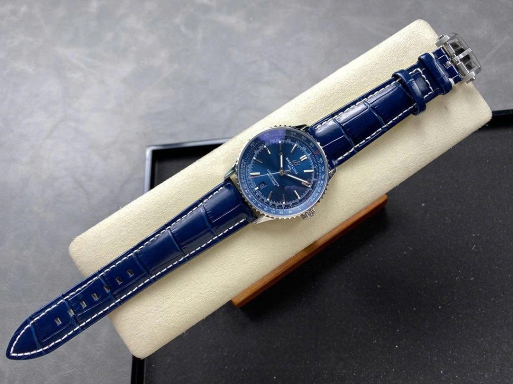 Đồng Hồ Breitling Nivitimer Replica 11 Nam Mặt Xanh Dương Dây Da 41mm (2)