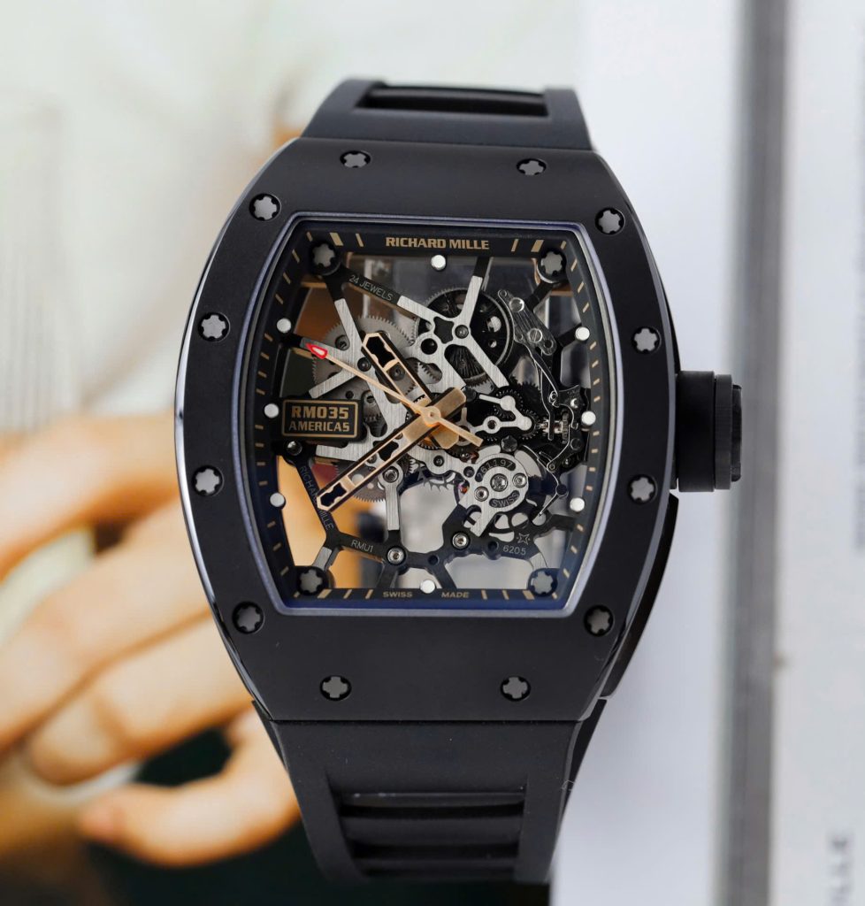 Đồng Hồ Richard Mille Rep Cao Cấp RM035 Americas Toro Vỏ Gốm Đen Dây Cao Su ZF 40x48mm (2)