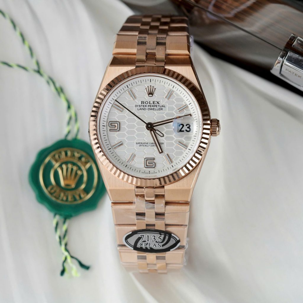 Đồng Hồ Rolex Rep 11 Land-Dweller 127235 Mặt Trắng Họa Tiết Tổ Ong Xưởng Clean 36mm (2)