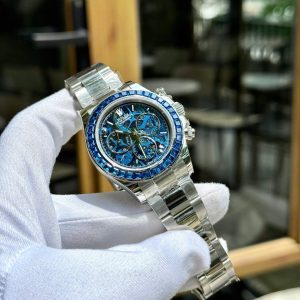 Đồng Hồ Rolex Replica Cao Cấp Daytona Arolla Challenge Đính Đá Màu Xanh Blue 40mm (2)