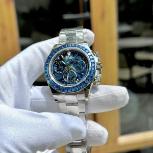 Đồng Hồ Rolex Replica Cao Cấp Daytona Arolla Challenge Đính Đá Màu Xanh Blue 40mm (2)