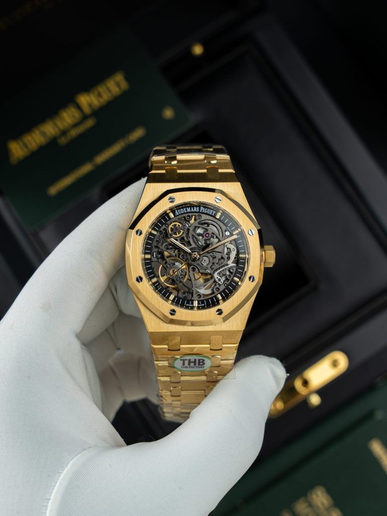 Đồng Hồ Audemars Piguet Rep 11 Royal Oak Openworked 15407 Mạ Vàng Mặt Lộ Cơ Nhà Máy THB 41mm (2)