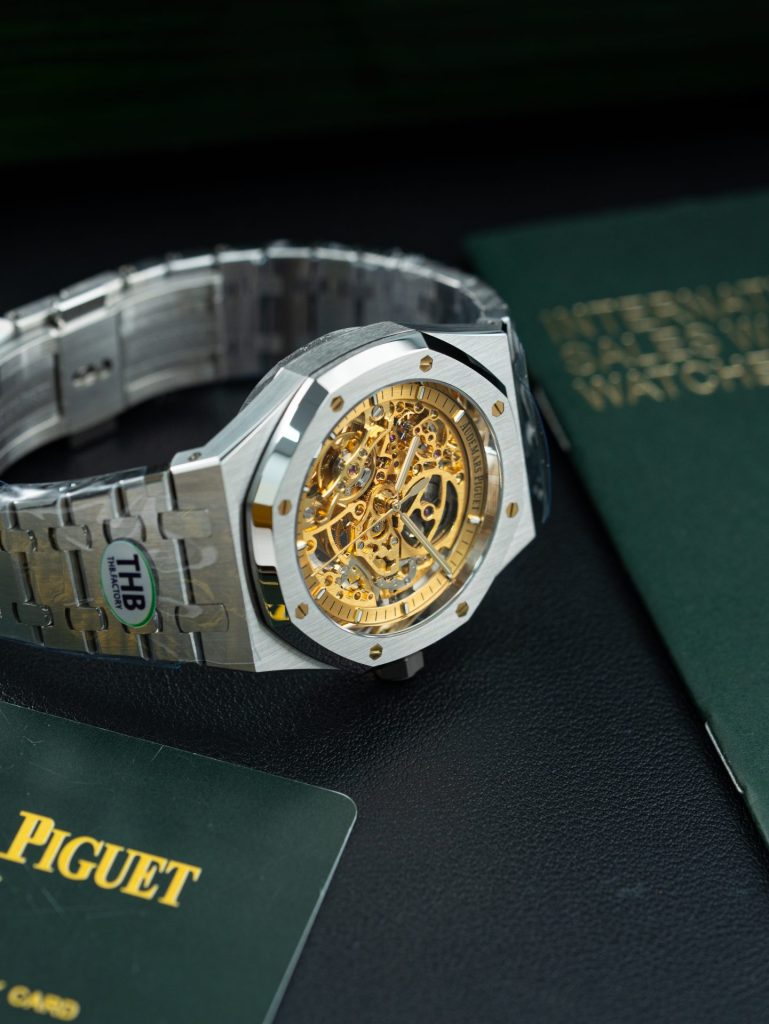 Đồng Hồ Audemars Piguet Replica 11 Royal Oak Openworked 15407 Mặt Màu Vàng Lộ Cơ Xưởng THB 41mm (2)