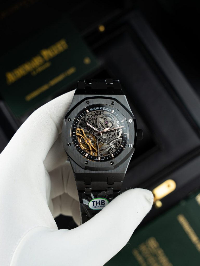 Đồng Hồ Audemars Piguet Replica Cao Cấp Royal Oak 15416 Mặt Lộ Cơ Vỏ Gốm Đen Xưởng THB 41mm (2)