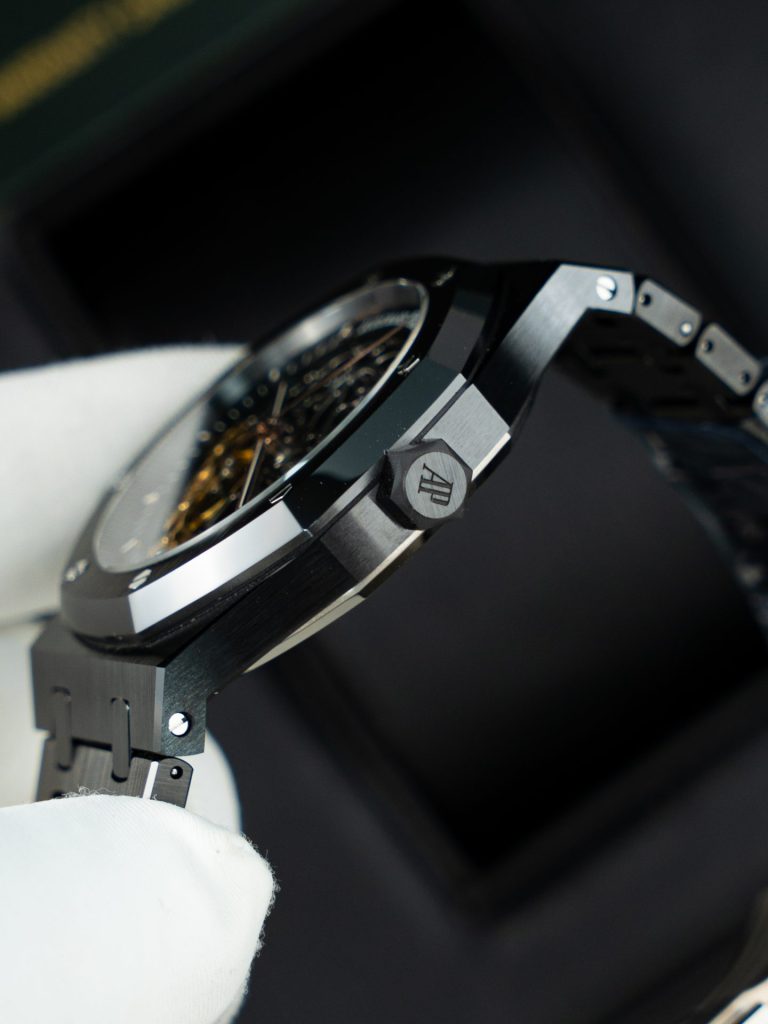 Đồng Hồ Audemars Piguet Replica Cao Cấp Royal Oak 15416 Mặt Lộ Cơ Vỏ Gốm Đen Xưởng THB 41mm (2)