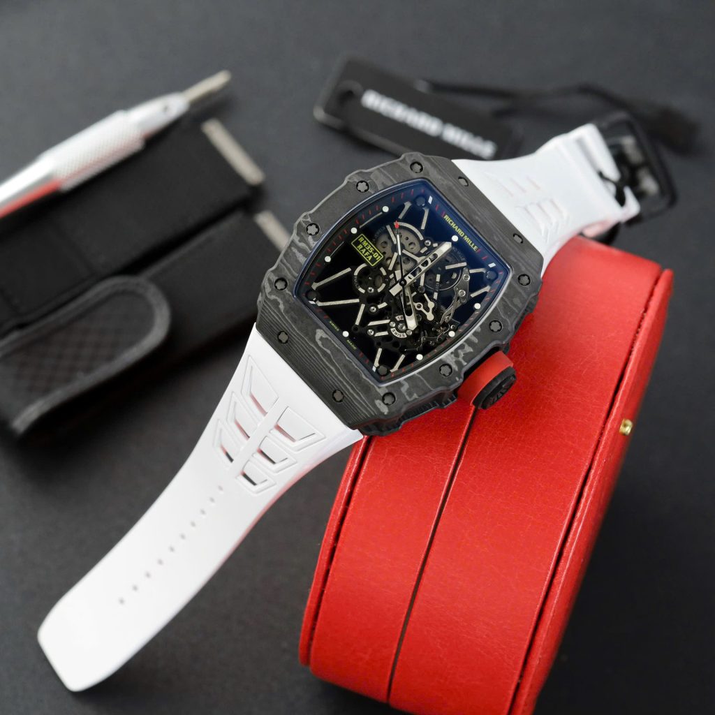 Đồng Hồ Richard Mille RM35-01 Replica 11 Vỏ Carbon NTPT Dây Cao Su Trắng Xưởng ZF 49,9x43mm (2)