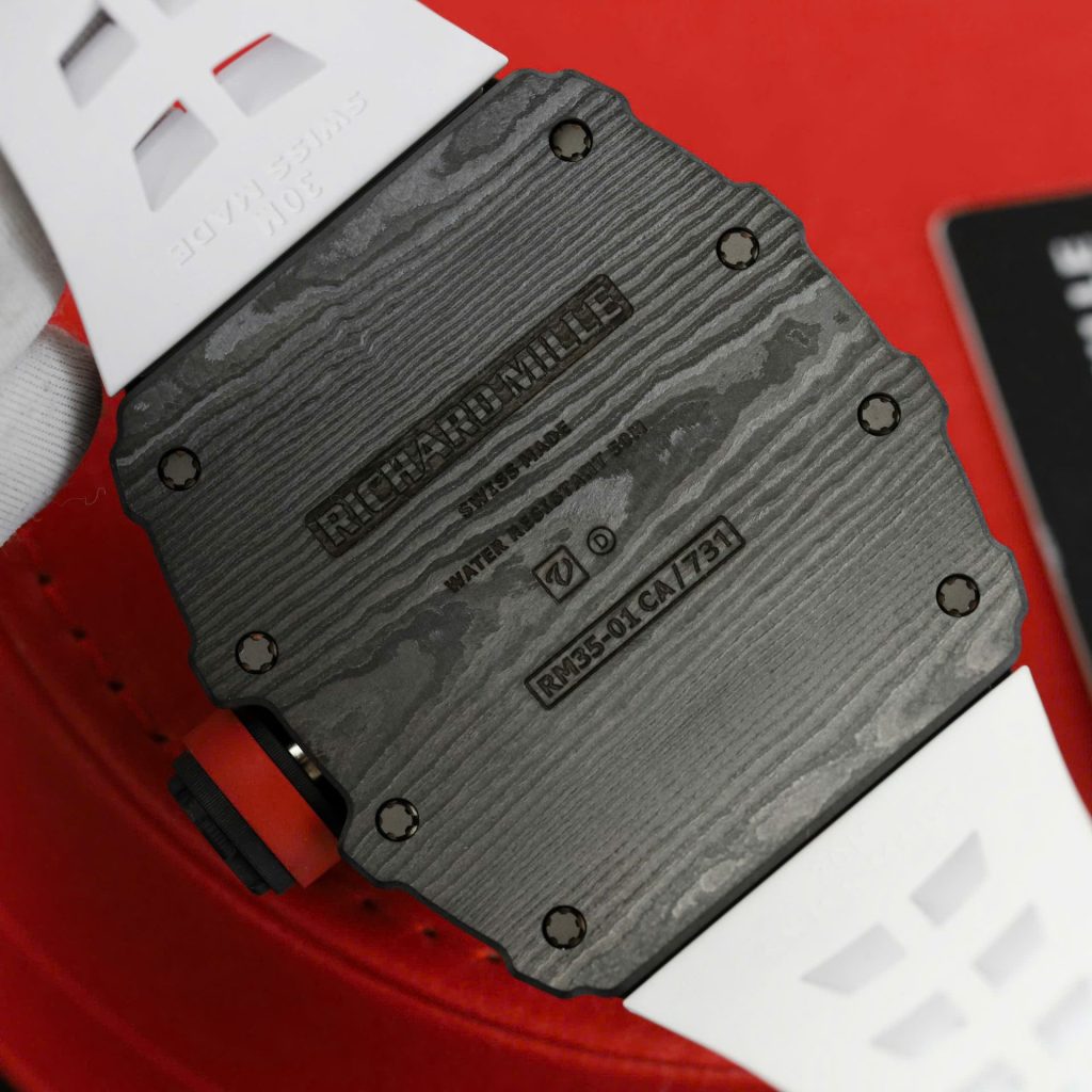 Đồng Hồ Richard Mille RM35-01 Replica 11 Vỏ Carbon NTPT Dây Cao Su Trắng Xưởng ZF 49,9x43mm (2)