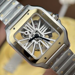 Đồng Hồ Cartier Santos Replica 11 Demi Vàng Mặt Lộ Cơ Dây Kim Loại 39 (2)