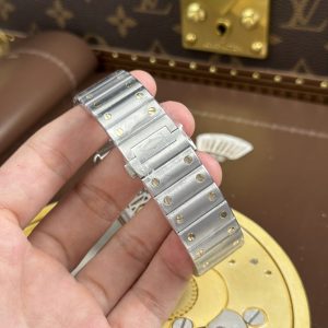 Đồng Hồ Cartier Santos Replica 11 Demi Vàng Mặt Lộ Cơ Dây Kim Loại 39 (2)