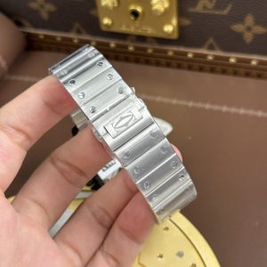 Đồng Hồ Nam Cartier Santos Rep 1 1 Demi Xanh Lá Cây Mặt Lộ Cơ 39 (2)