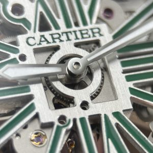 Đồng Hồ Nam Cartier Santos Rep 1 1 Demi Xanh Lá Cây Mặt Lộ Cơ 39 (2)