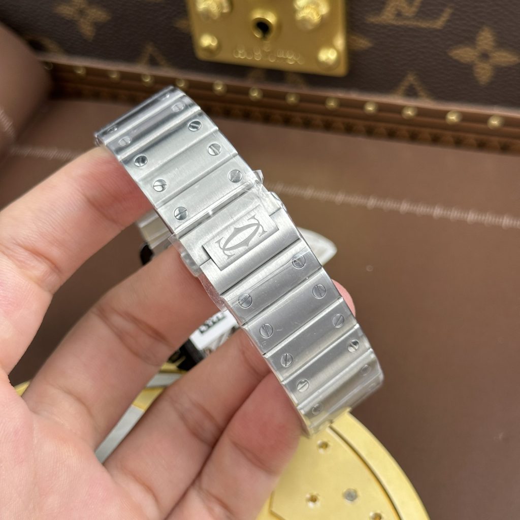 Đồng Hồ Nam Cartier Santos Replica 11 Demi Xanh Dương Mặt Lộ Cơ 39 (2)
