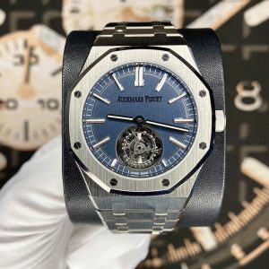 Đồng Hồ Audemars Piguet Rep 11 Royal Oak Selfwinding Flying Tourbillon 26730TI Mặt Xanh Phun Cát 41mm (3)