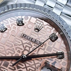 Đồng Hồ Rolex DateJust Chế Tác Họa Tiết Vi Tính Mặt Hồng Nhà Máy AR 36mm (2)