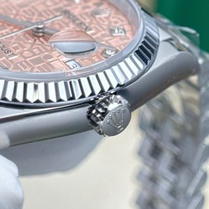 Đồng Hồ Rolex DateJust Chế Tác Họa Tiết Vi Tính Mặt Hồng Nhà Máy AR 36mm (2)
