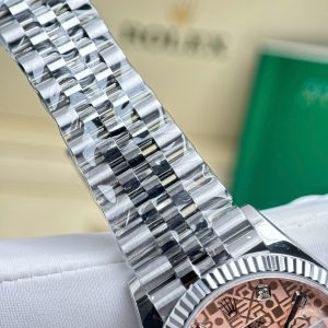 Đồng Hồ Rolex DateJust Chế Tác Họa Tiết Vi Tính Mặt Hồng Nhà Máy AR 36mm (2)
