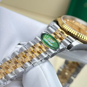 Đồng Hồ Rolex DateJust Replica Cao Cấp Họa Tiết Vi Tính Mặt Vàng Nhà Máy AR 36mm (2)