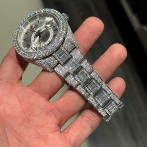 Đồng Hồ Rolex Sky-Dweller Chế Tác Đính Full Kim Cương Moissanite Máy Cơ Thụy Sỹ 42mm (2)