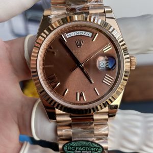 Đồng Hồ Nam Rolex Day-Date Chế Tác Mặt Nâu Chocolate Trọng Lượng 210 Gram RCF 40mm New 2025 (2)