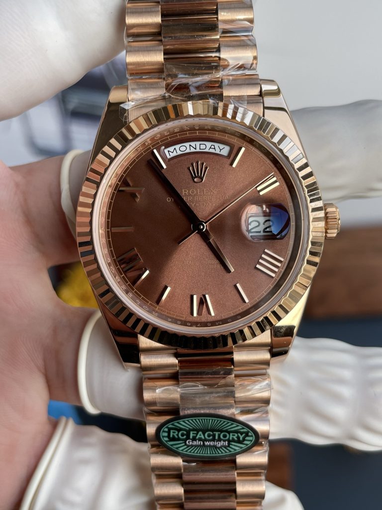 Đồng Hồ Nam Rolex Day-Date Chế Tác Mặt Nâu Chocolate Trọng Lượng 210 Gram RCF 40mm New 2025 (2)