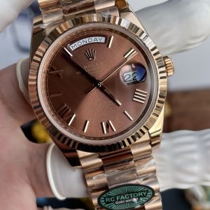 Đồng Hồ Nam Rolex Day-Date Chế Tác Mặt Nâu Chocolate Trọng Lượng 210 Gram RCF 40mm New 2025 (2)