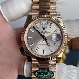 Đồng Hồ Nam Rolex Day-Date Chế Tác Mặt Số Sundust Trọng Lượng 210 Gram Xưởng RC 40mm (2)