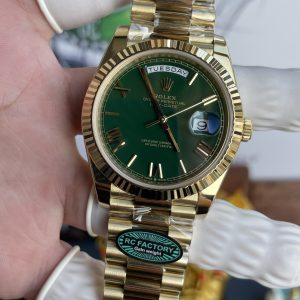 Đồng Hồ Nam Rolex Day-Date Replica 11 Mặt Xanh Lá Cây Trọng Lượng 210 Gram Xưởng RC 40mm (2)