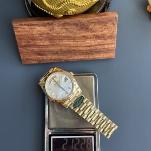 Đồng Hồ Rolex Day-Date Chế Tác Mặt Khảm Xà Cừ Trắng Trọng Lượng 210 Gram Xưởng RC 40mm (2)