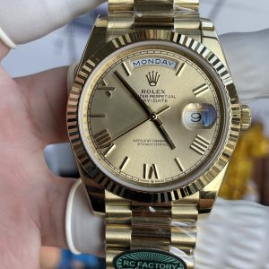 Đồng Hồ Rolex Day-Date Chế Tác Mặt Vàng Champgne Trọng Lượng 210 Gram Xưởng RC 40mm (2)