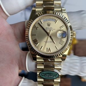 Đồng Hồ Rolex Day-Date Chế Tác Mặt Vàng Champgne Trọng Lượng 210 Gram Xưởng RC 40mm (2)